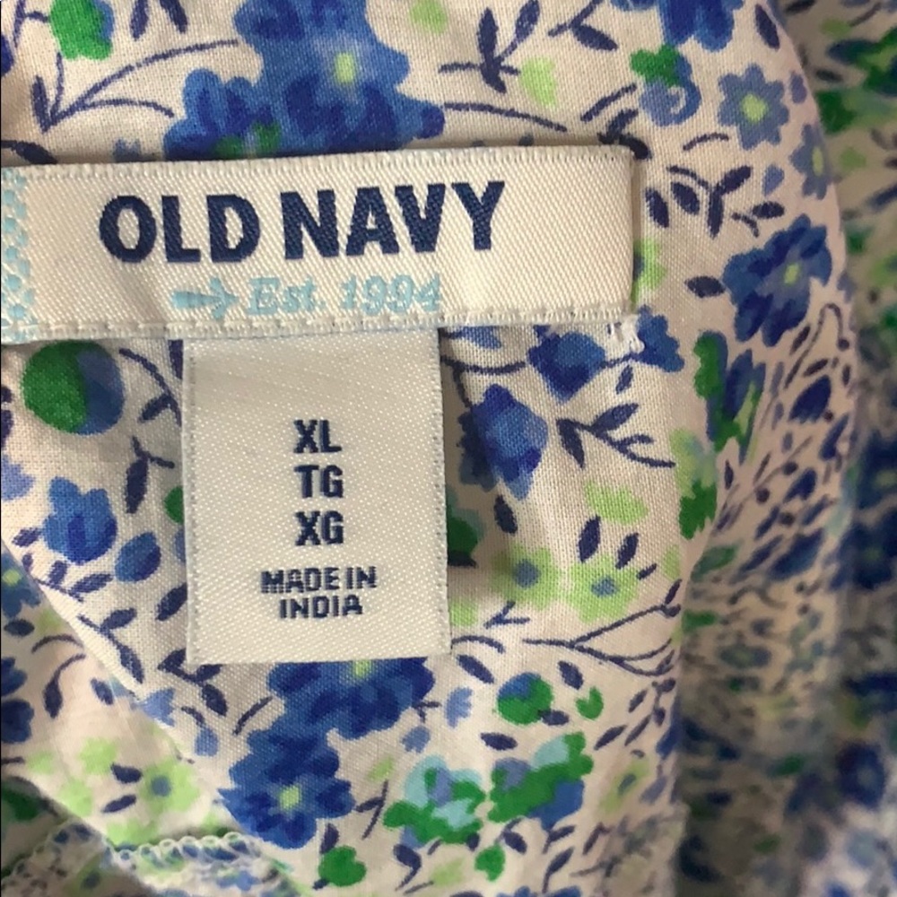 Old Navy Blue & Green Floral Button Down - Picture 6 of 6